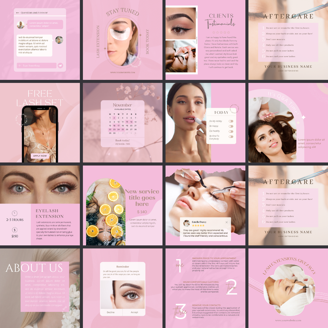 LASH INSTA POST TEMPLATE PINK